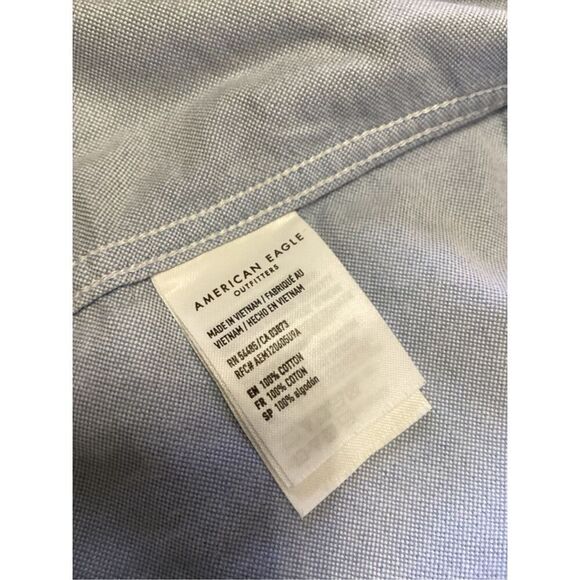 Men’s Classic Fit American Eagle Chambray Blue Dress Shirt LT - Picture 8 of 8